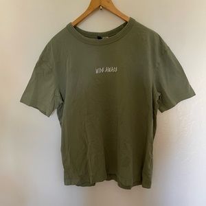 H&M Green Shirt with style words in front